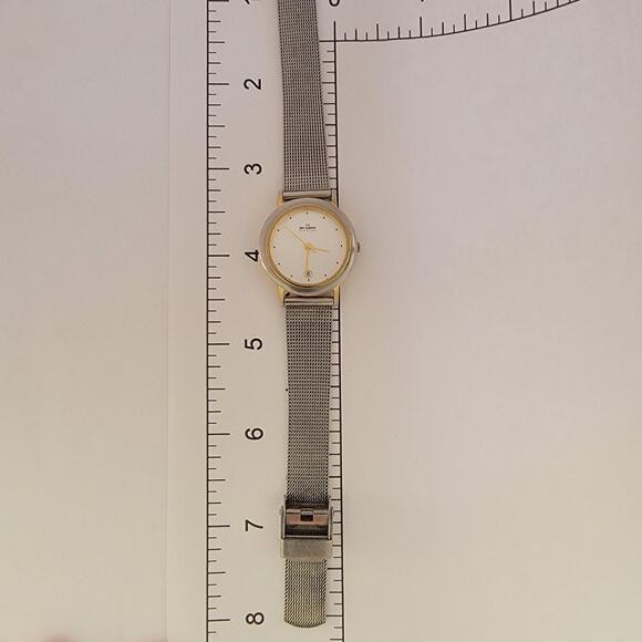 Skagen Womens Watch Silver Dial Gold Case Silver Mesh Bracelet Date 165GS main image 4